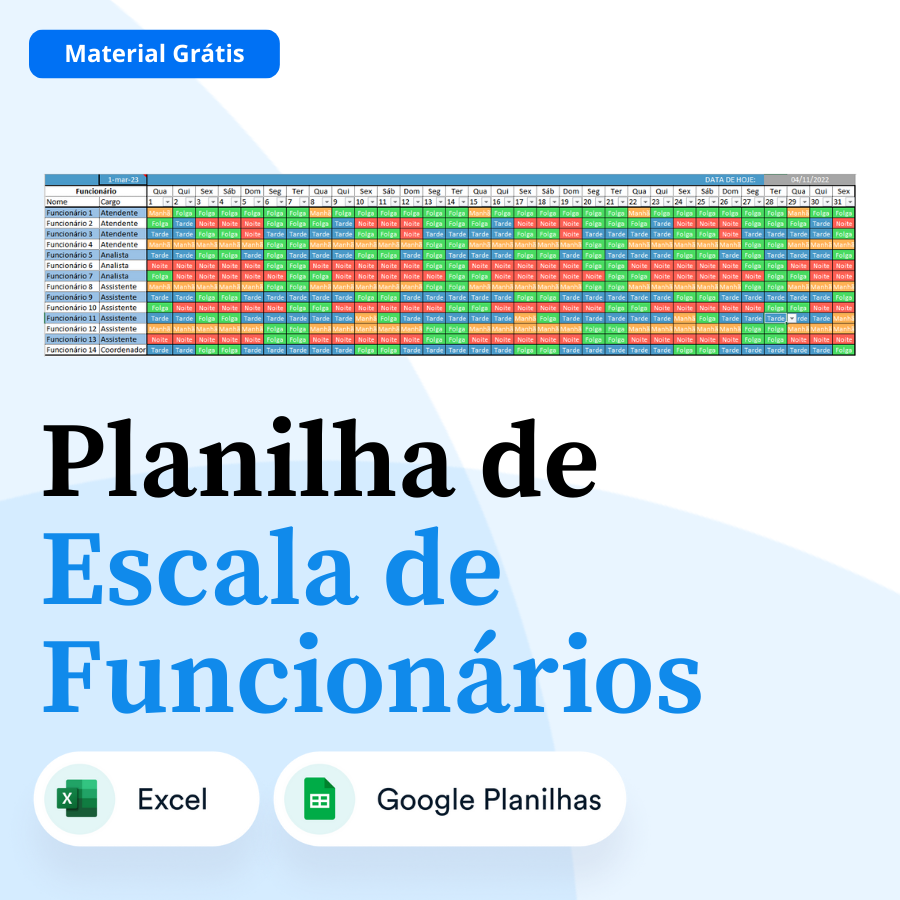Planilha Escala de Funcionários Planilha Escala de Funcionários